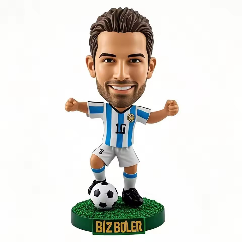 2026 Custom 3D Photo Resin Trophy &ndash; Hand-Painted Football Player Decoration with Team Logo Base | Personalized Business Gift