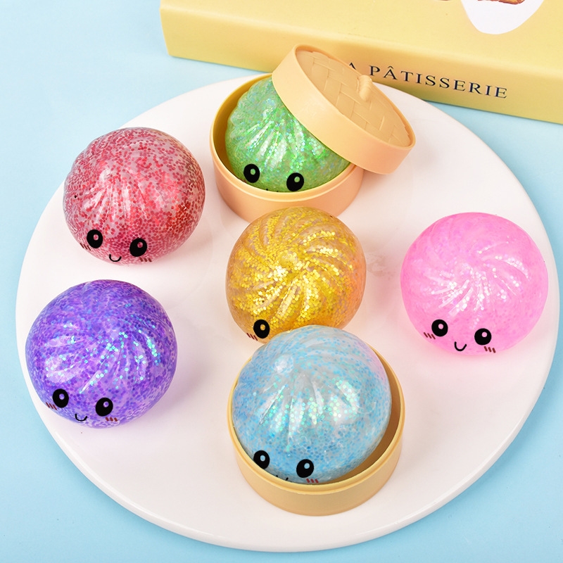 OEM Glitter Steamed Bun Squishy Manufacturer | Cute Dumpling Stress Relief Fidget Toys